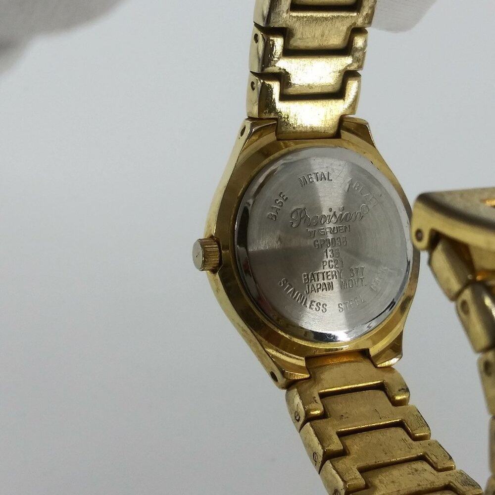 Women's Gruen Precision Quartz Wristwatch Rhinestones Gold - Picture 9 of 13